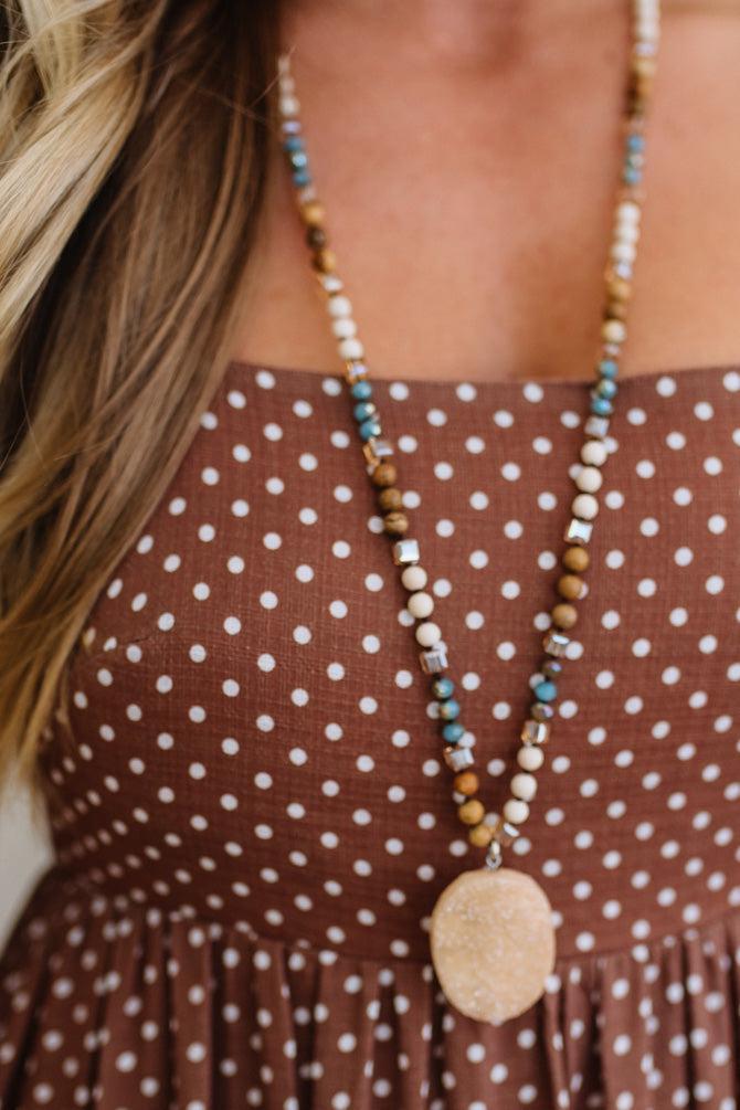 Druzy Stone Pendant Necklace