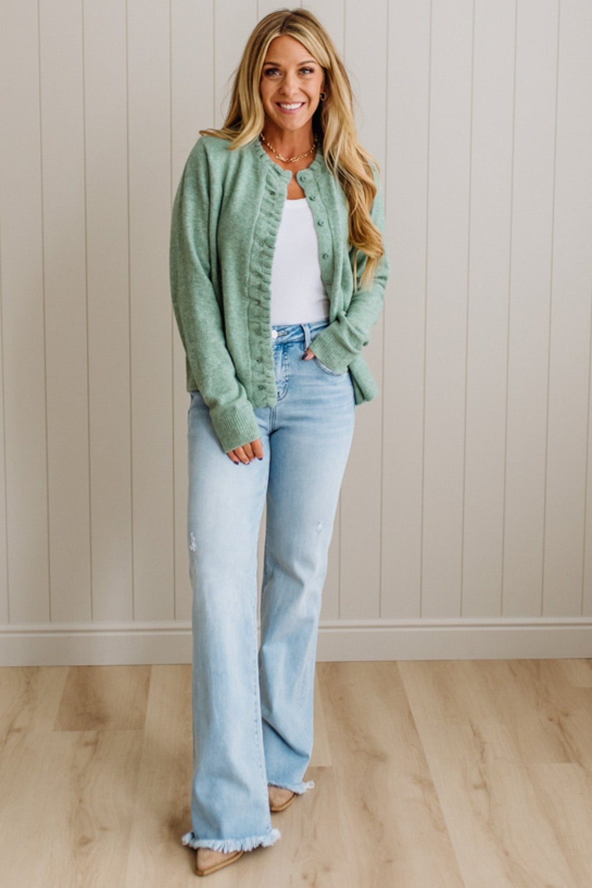 Eleanor High Rise Frayed Hem Jeans | Light - RISEN