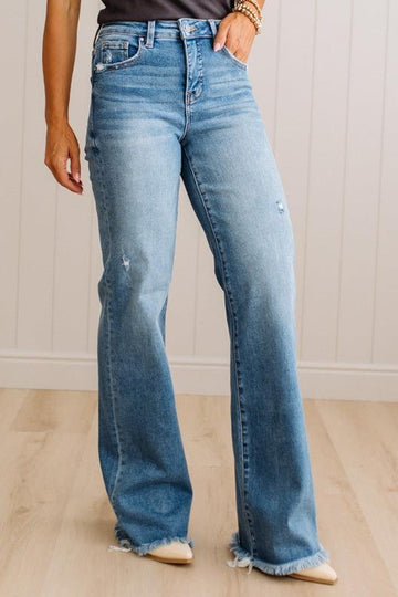 Eleanor High Rise Frayed Hem Jeans | Medium - RISEN