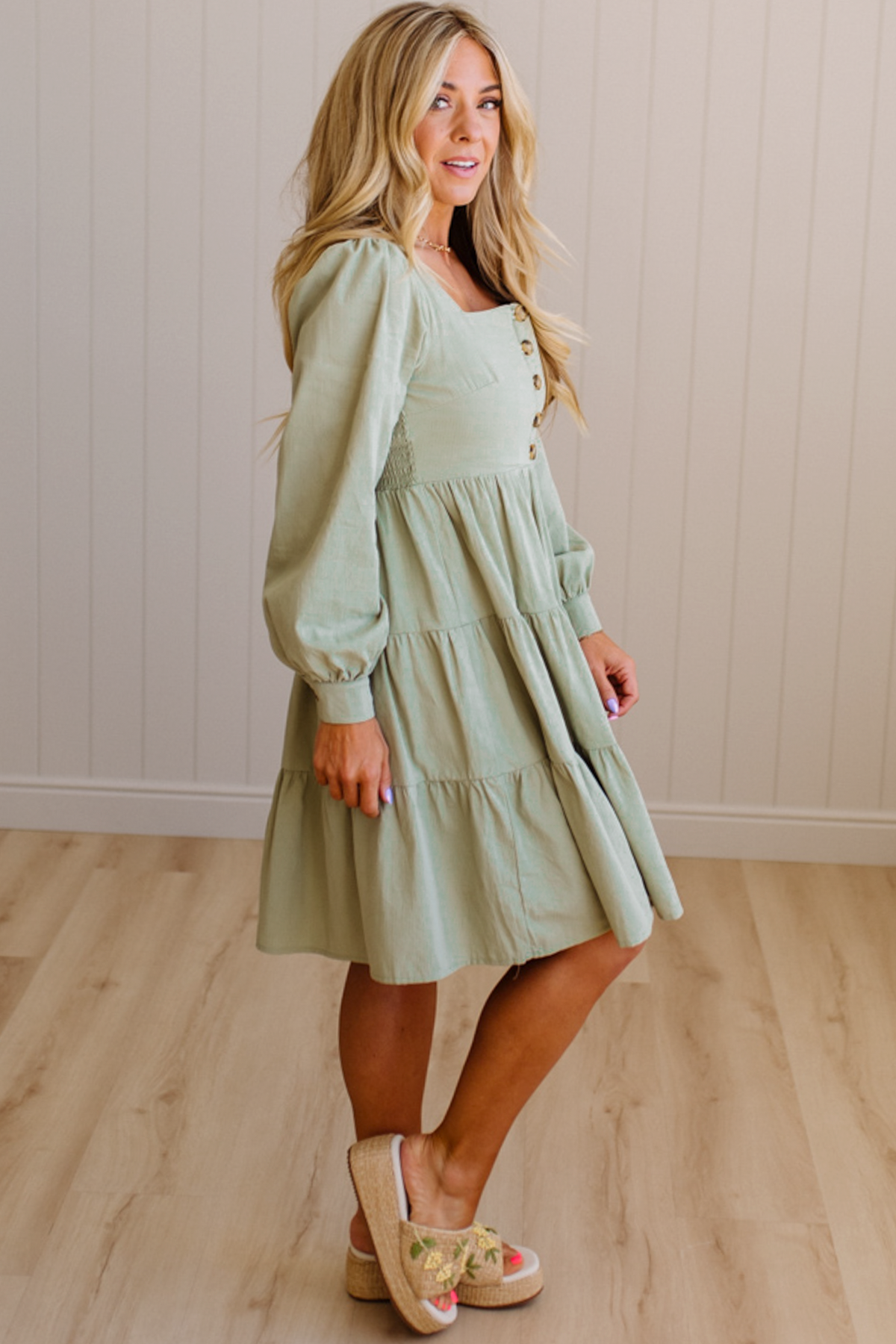 Ella Square Neck Tiered Mini Dress