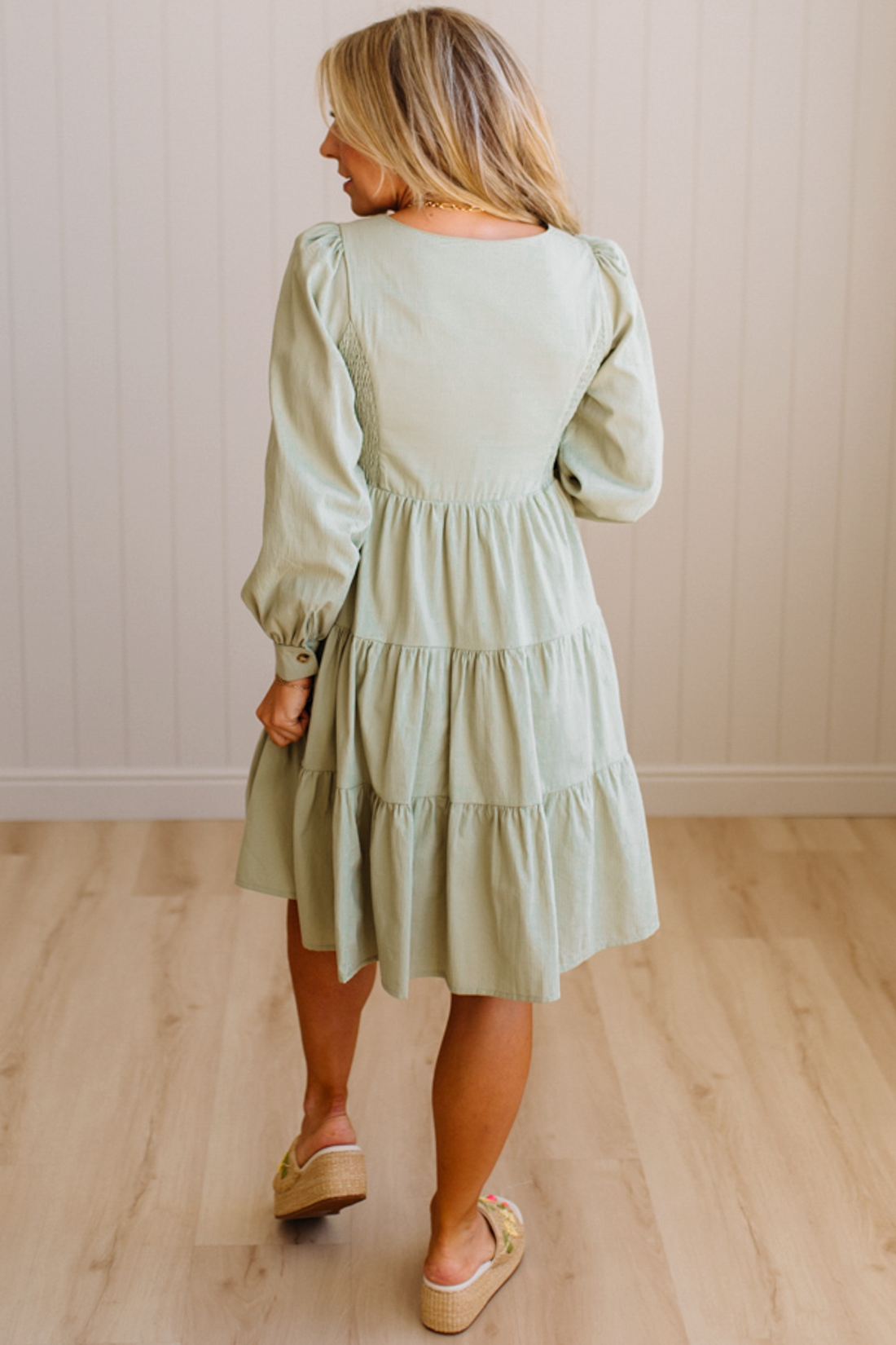 Ella Square Neck Tiered Mini Dress