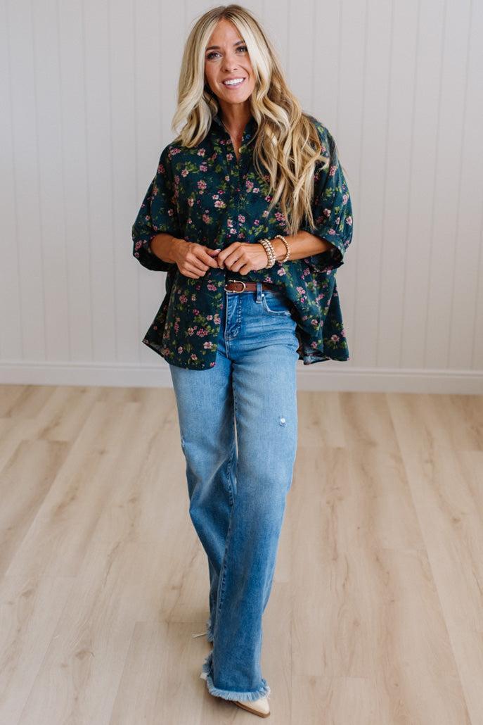 Elyse Floral Oversized Buttoned Top