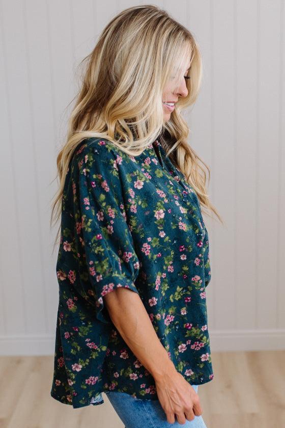 Elyse Floral Oversized Buttoned Top