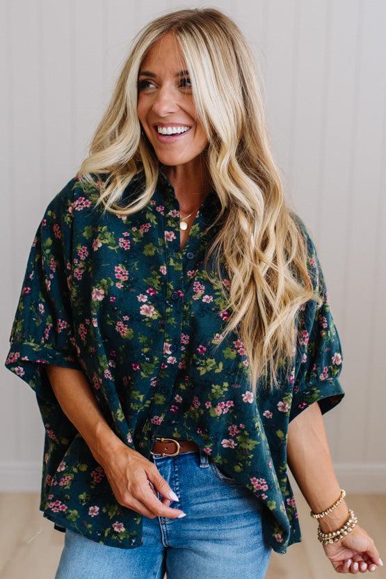Elyse Floral Oversized Buttoned Top