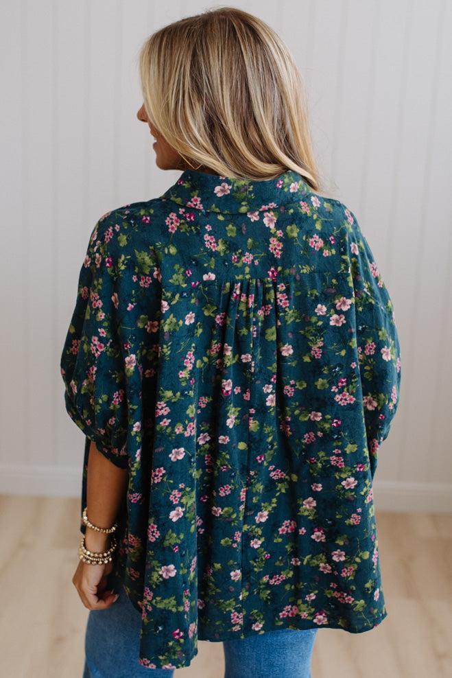 Elyse Floral Oversized Buttoned Top