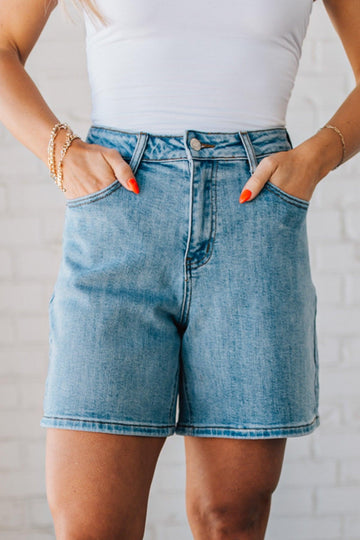 Emmalie High Waist Mom Shorts | Denim - ANNIEWEAR