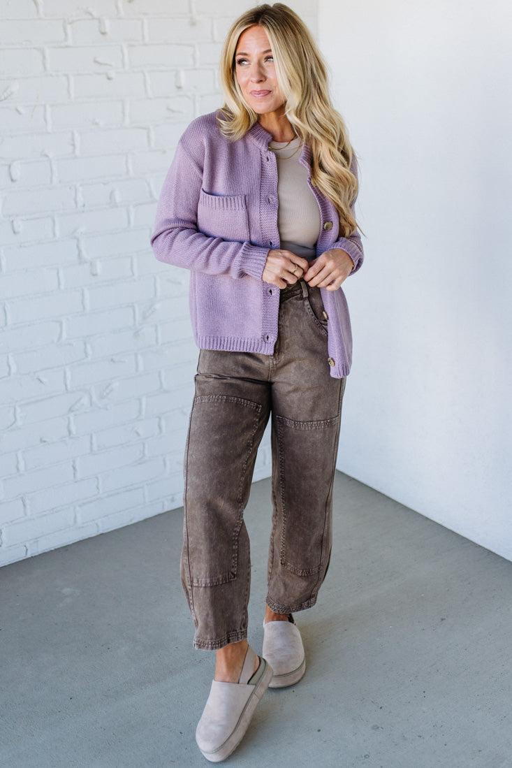 Eva Button Front Notched Sweater