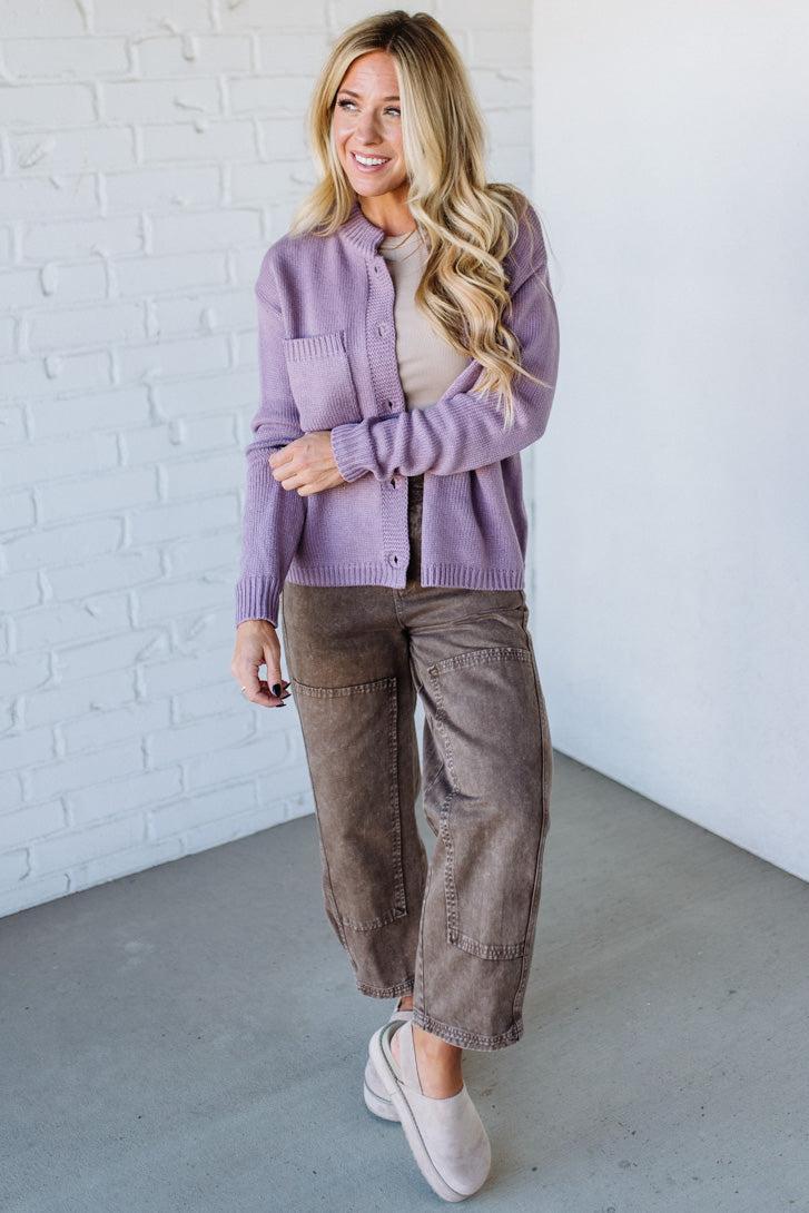 Eva Button Front Notched Sweater