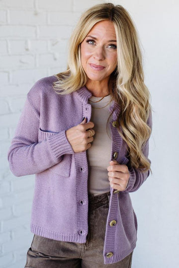 Eva Button Front Notched Sweater