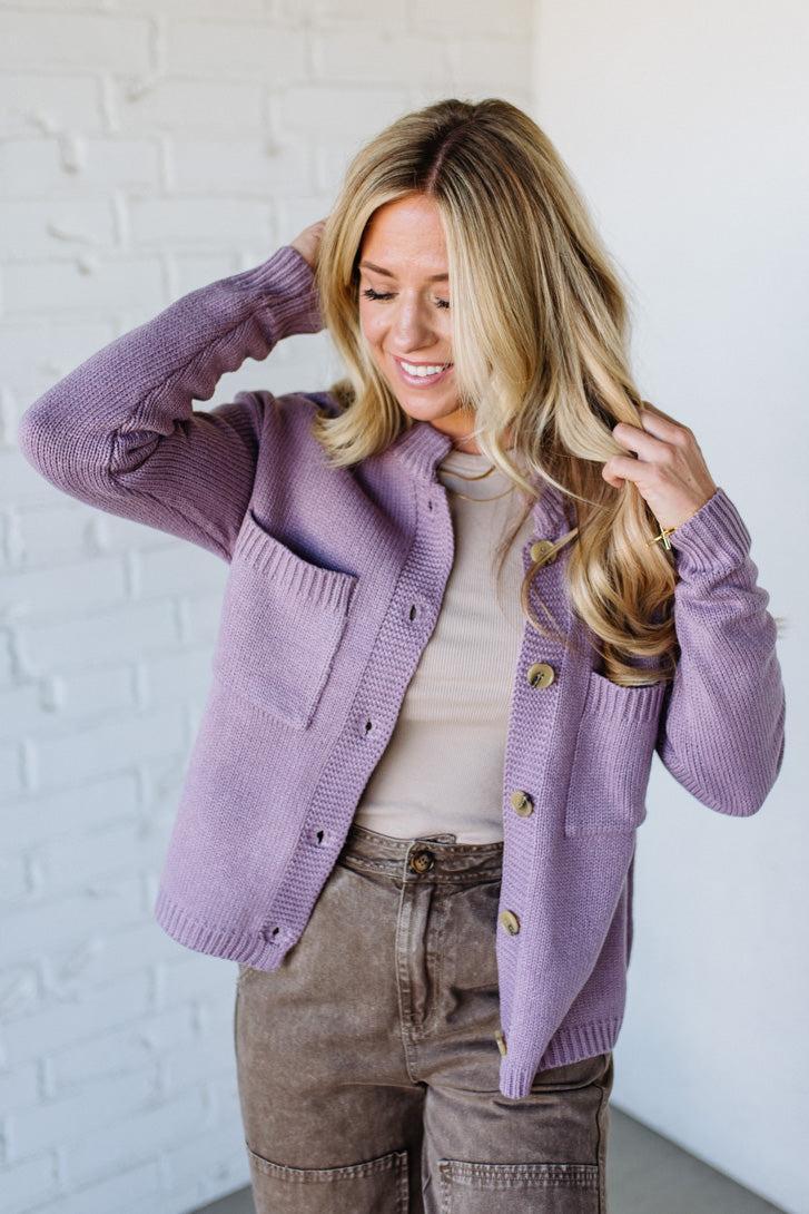 Eva Button Front Notched Sweater