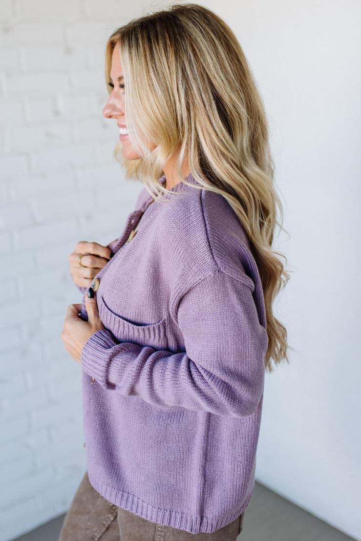 Eva Button Front Notched Sweater