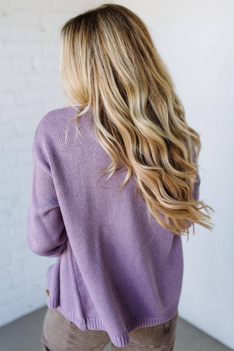 Eva Button Front Notched Sweater