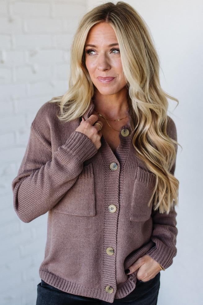 Eva Button Front Notched Sweater