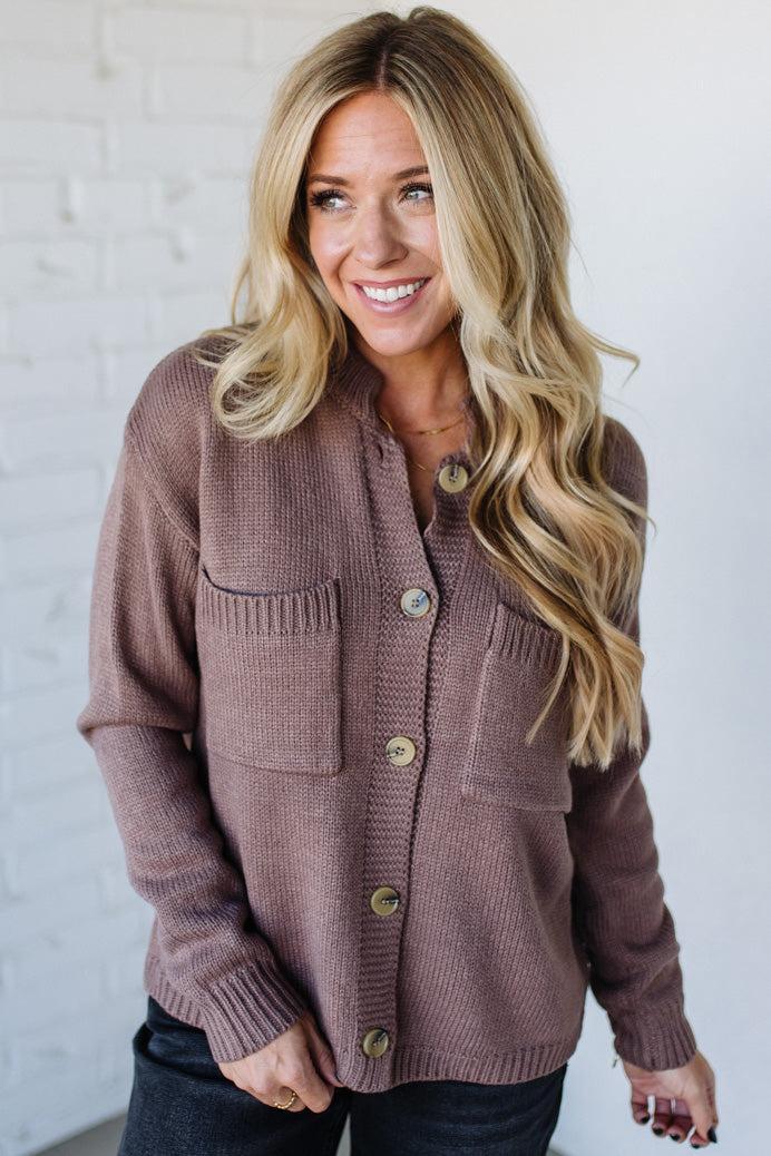 Eva Button Front Notched Sweater