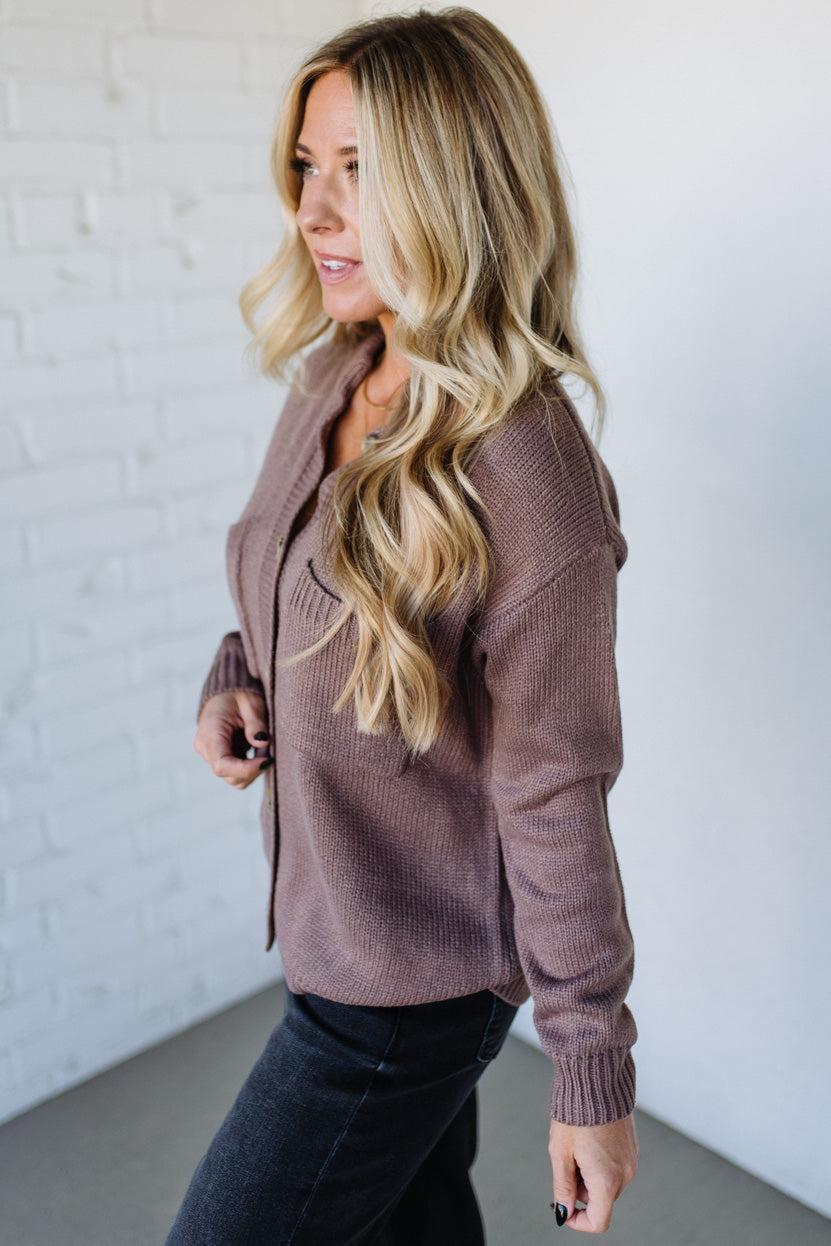 Eva Button Front Notched Sweater