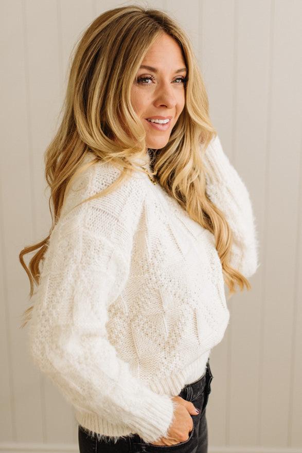 Eyelash Finish Checkerboard Sweater