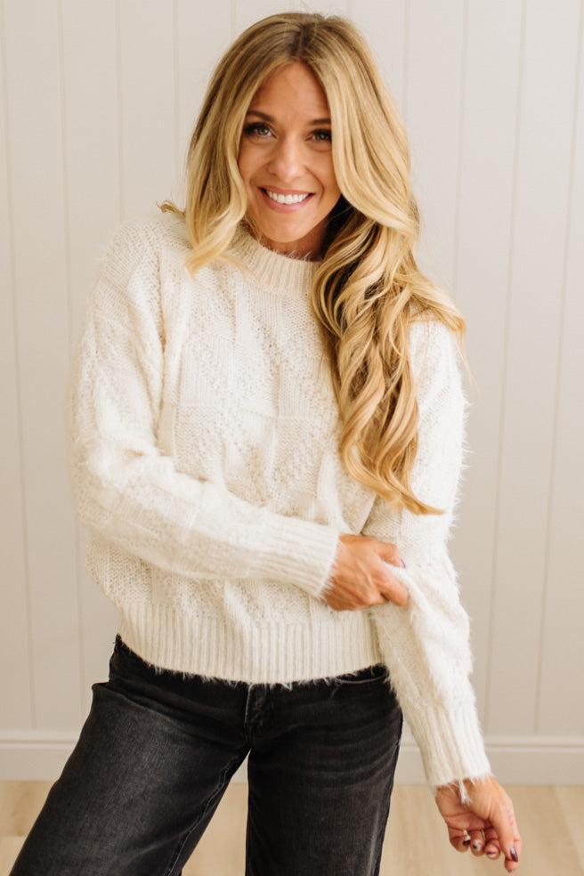 Eyelash Finish Checkerboard Sweater