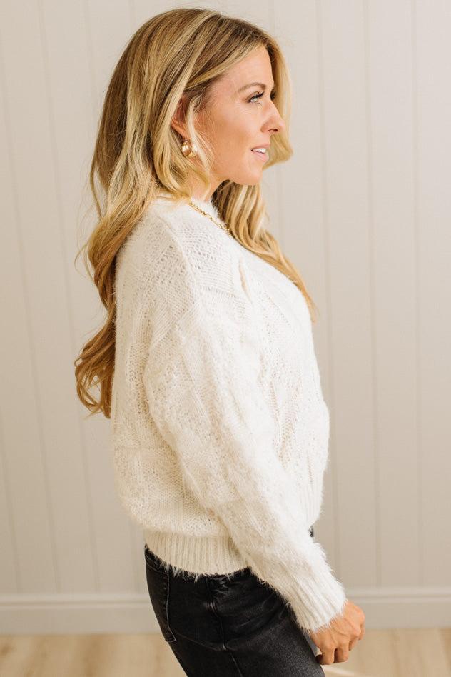 Eyelash Finish Checkerboard Sweater