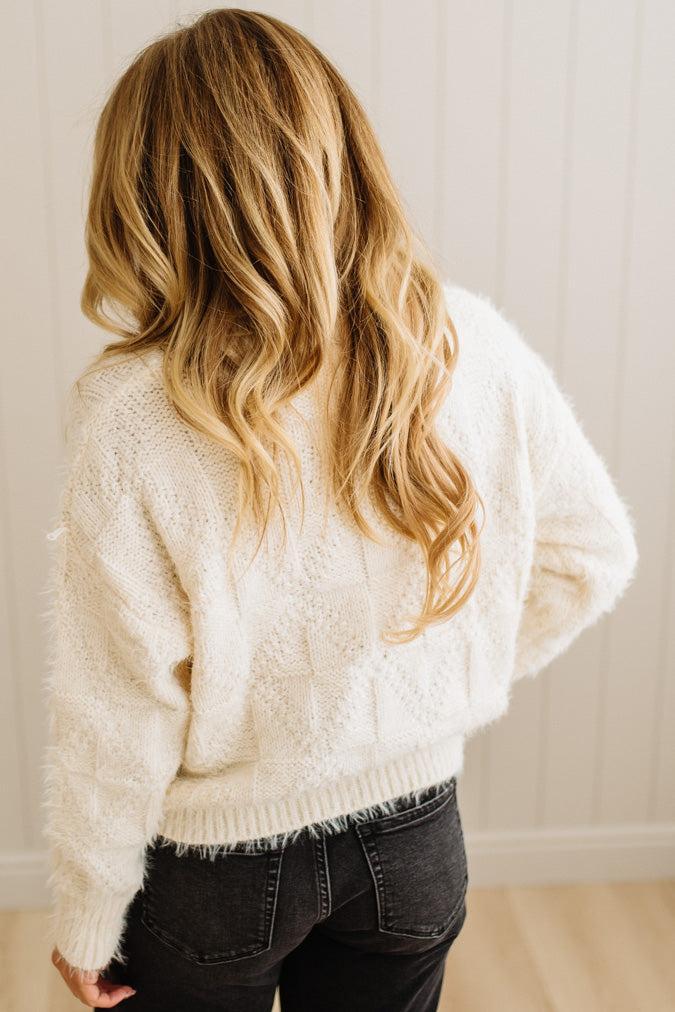 Eyelash Finish Checkerboard Sweater