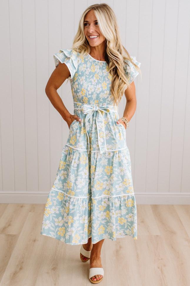 Fleur Belted Tiered Midi Dress