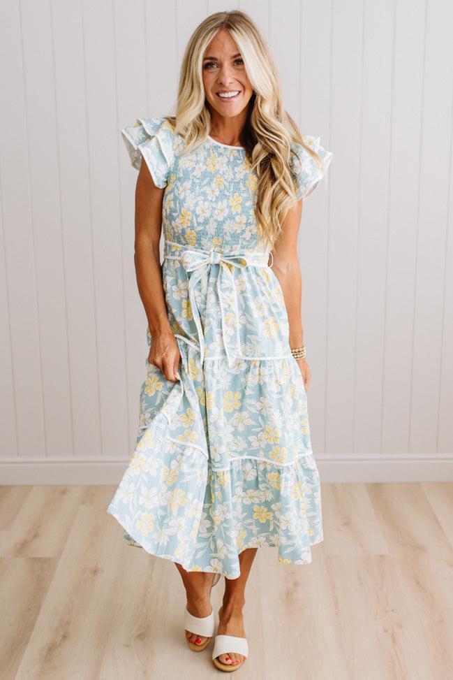 Fleur Belted Tiered Midi Dress