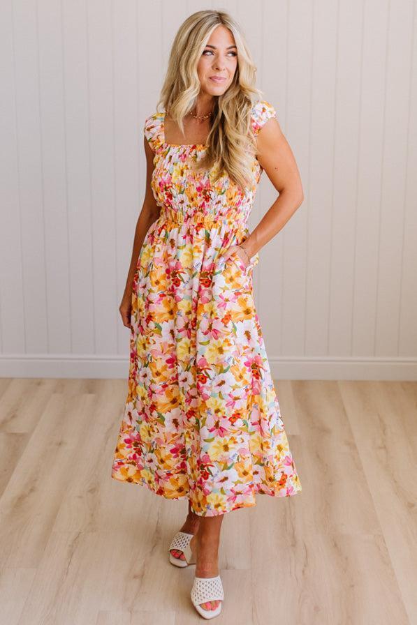 Flora Floral Midi Dress
