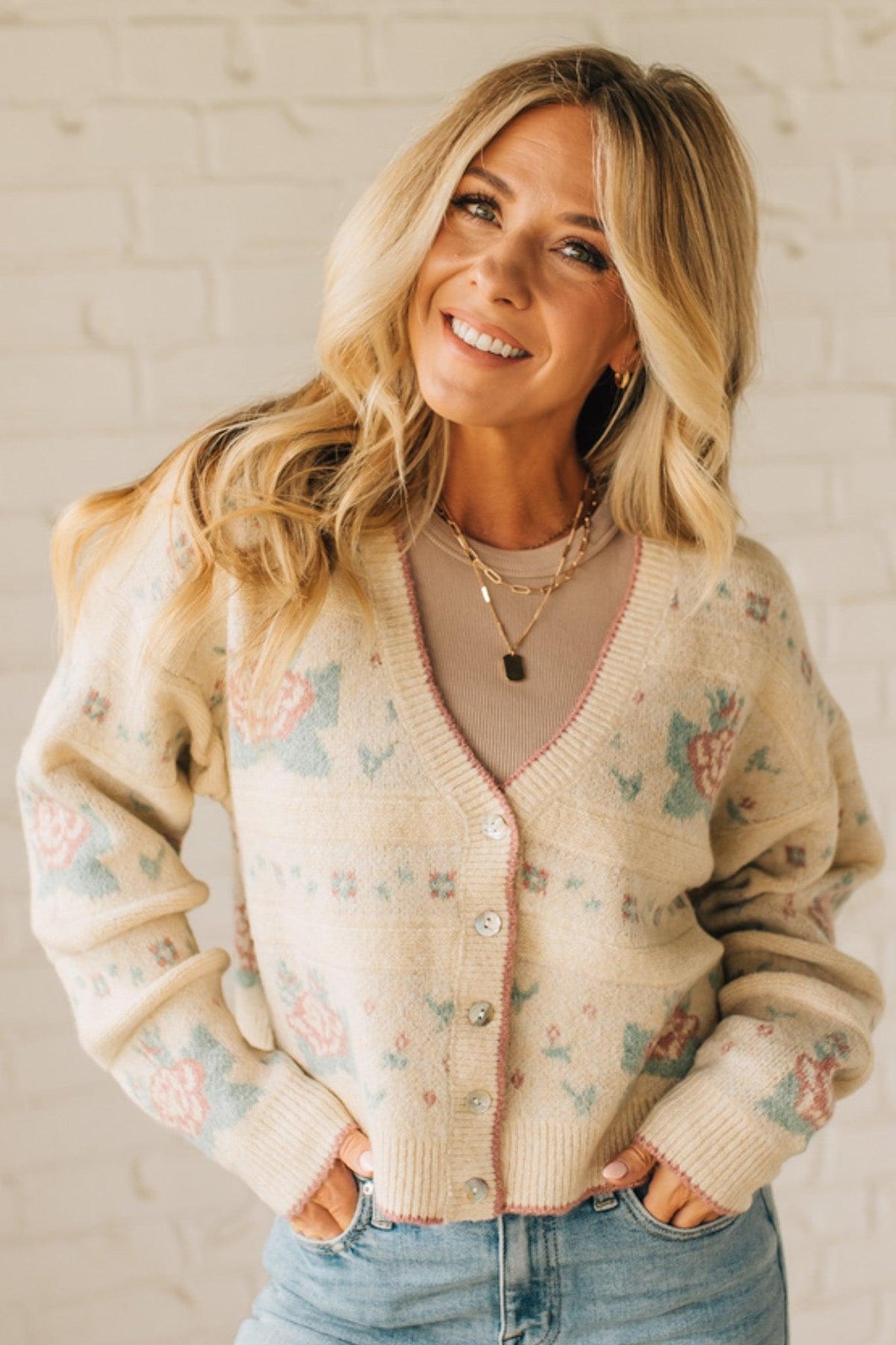 Floral Accent Cozy Cardigan