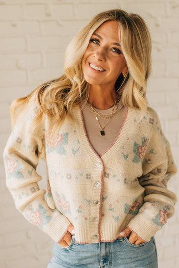 Floral Accent Cozy Cardigan