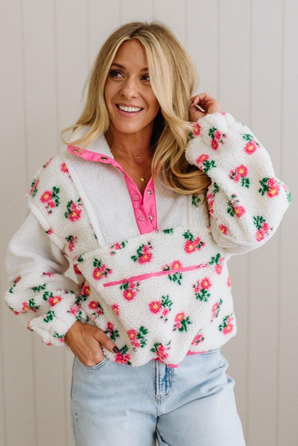 Floral Sherpa Pullover