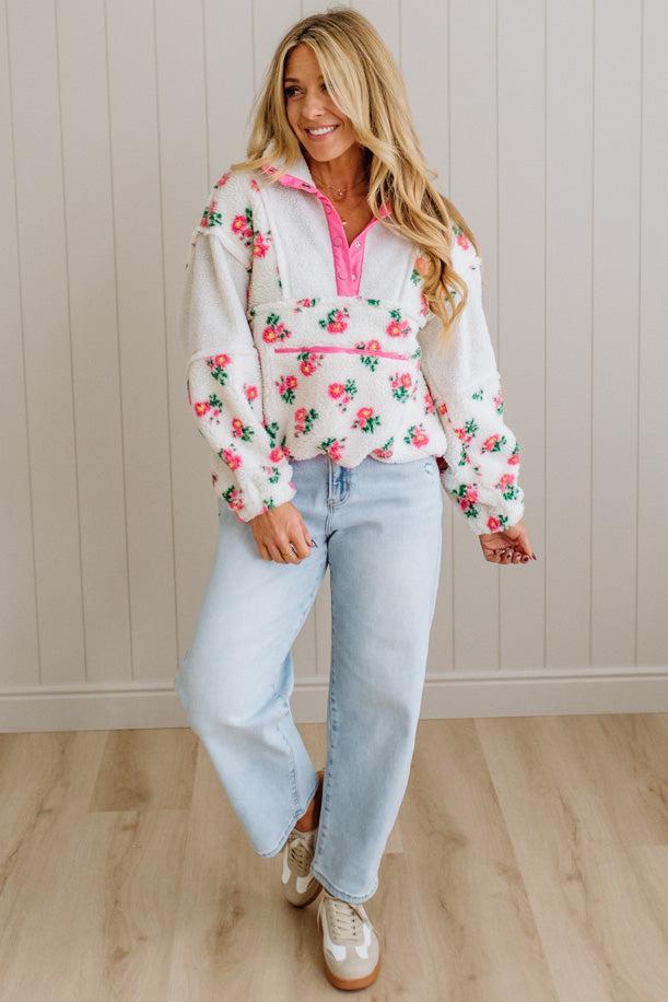 Floral Sherpa Pullover