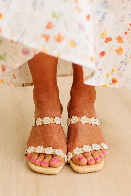 Flower Double Strap Heels