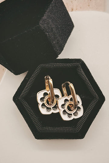 Flower Stamp Huggie Hoops