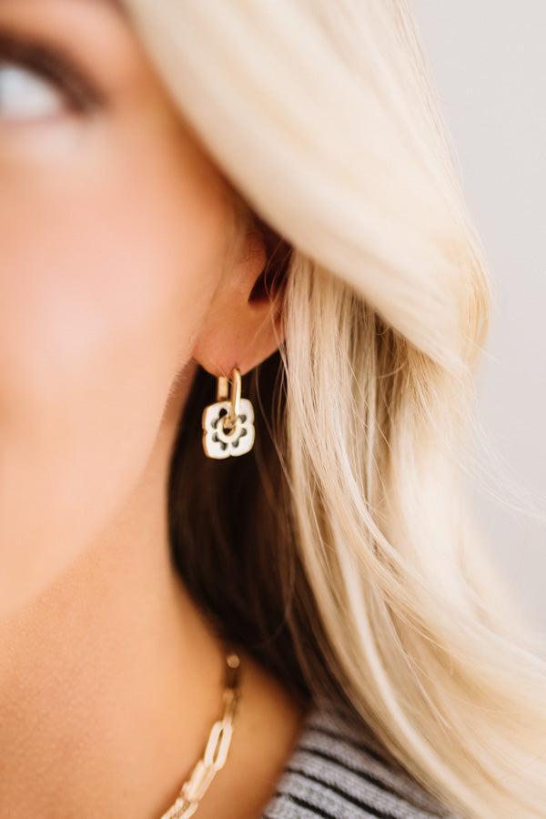 Flower Stamp Huggie Hoops