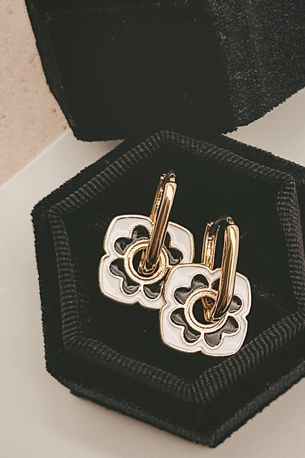 Flower Stamp Huggie Hoops