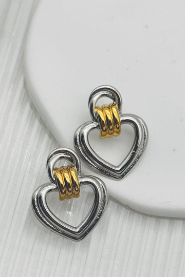 Mixed Metal Heart Hoops