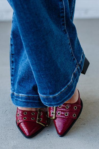 Gracie Pointed Toe Grommet Detail Heels