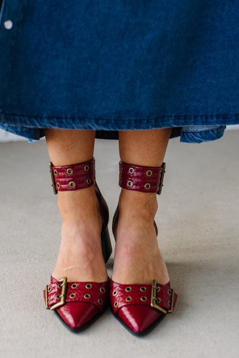 Gracie Pointed Toe Grommet Detail Heels