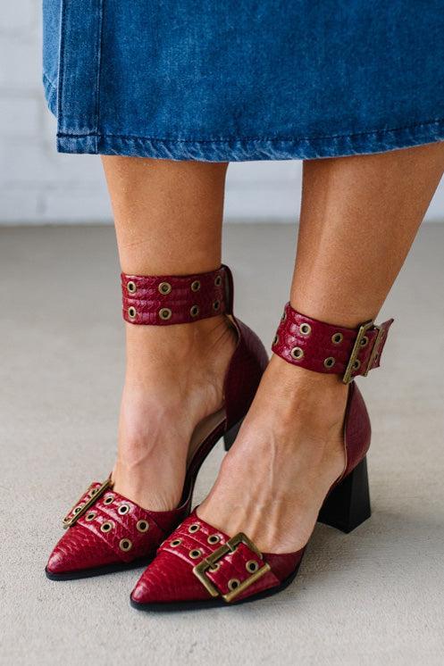 Gracie Pointed Toe Grommet Detail Heels