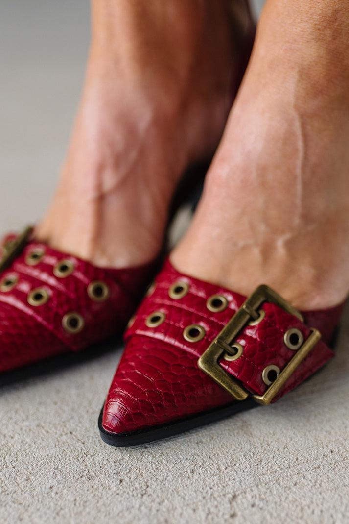 Gracie Pointed Toe Grommet Detail Heels