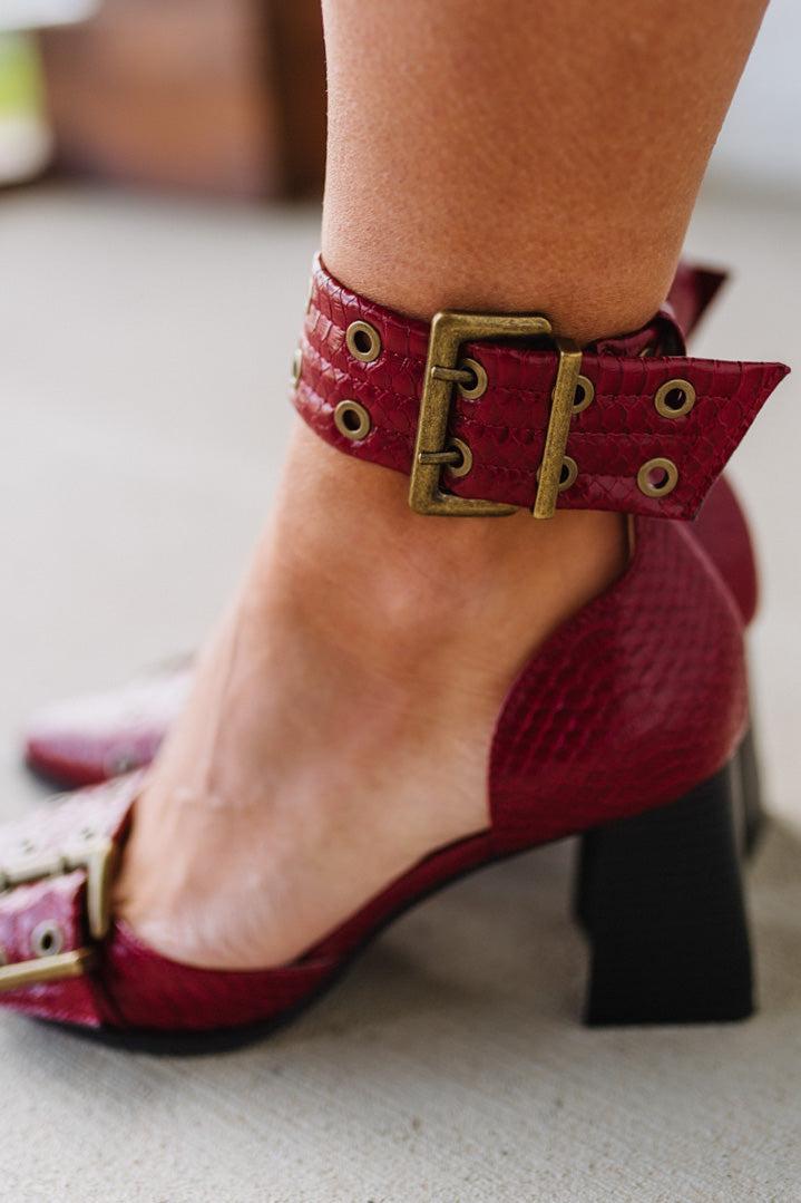 Gracie Pointed Toe Grommet Detail Heels