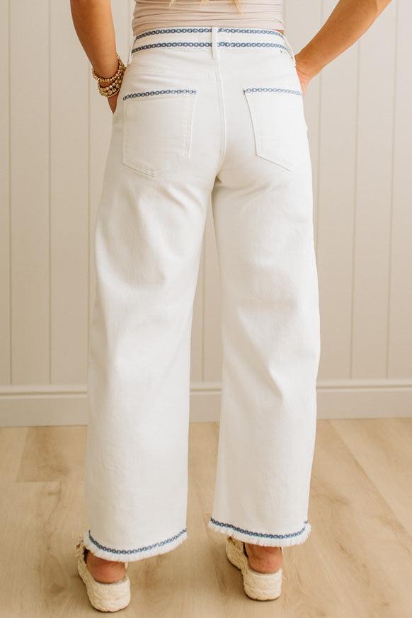 Greta Embroidered Barrel Jeans - RISEN