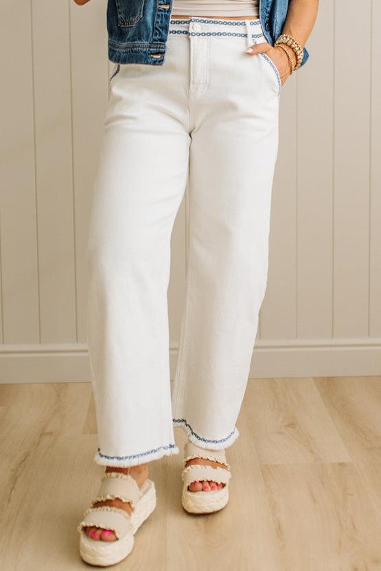 Greta Embroidered Barrel Jeans - RISEN