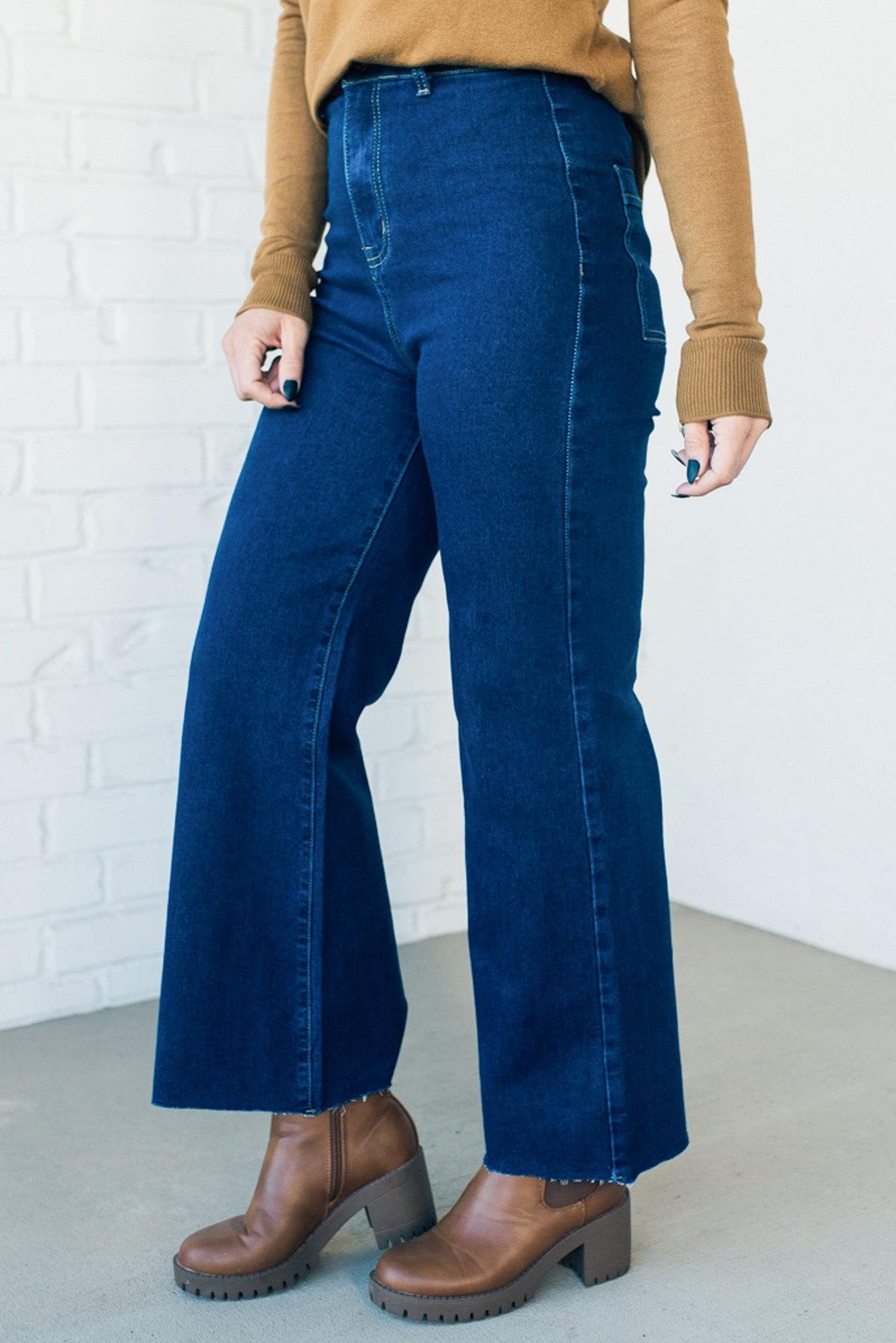Greta High Rise Wide Leg Pants | Denim - ANNIEWEAR