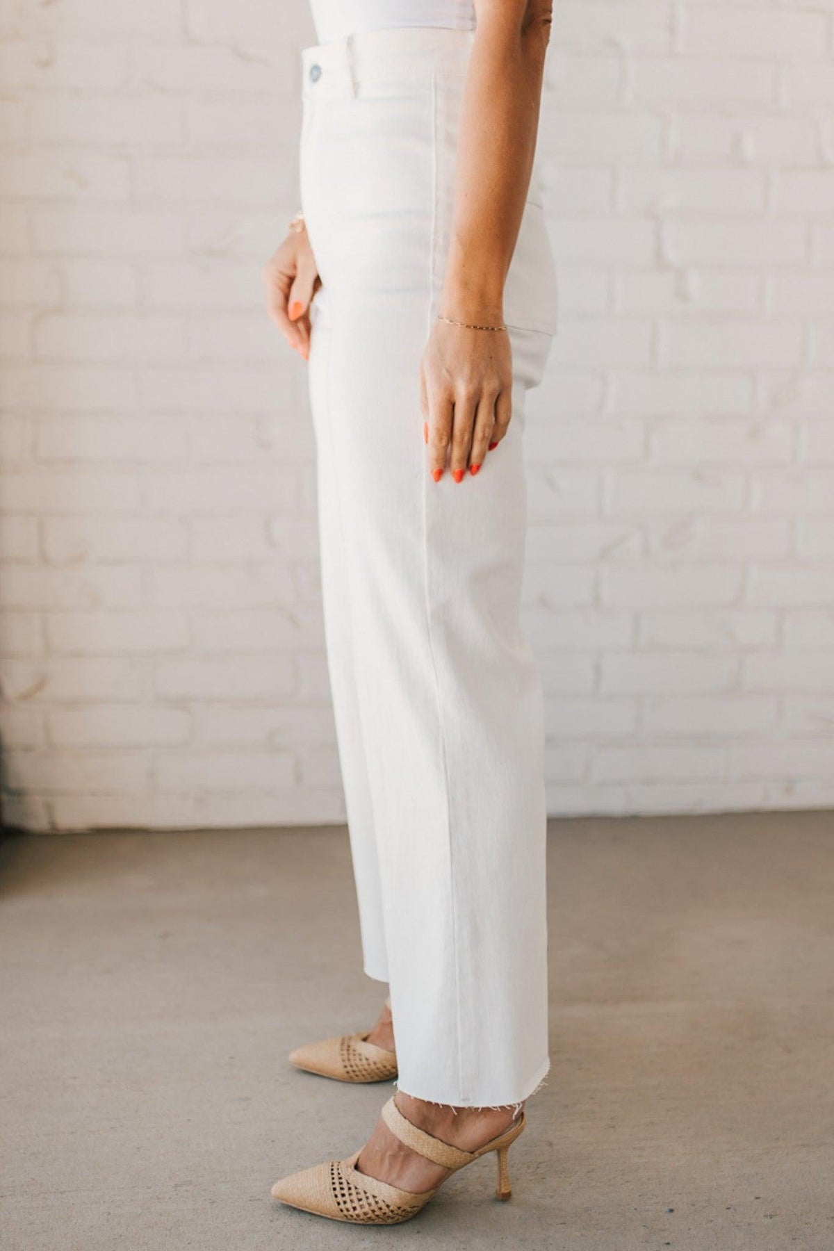 Greta High Rise Wide Leg Pants | White - ANNIEWEAR