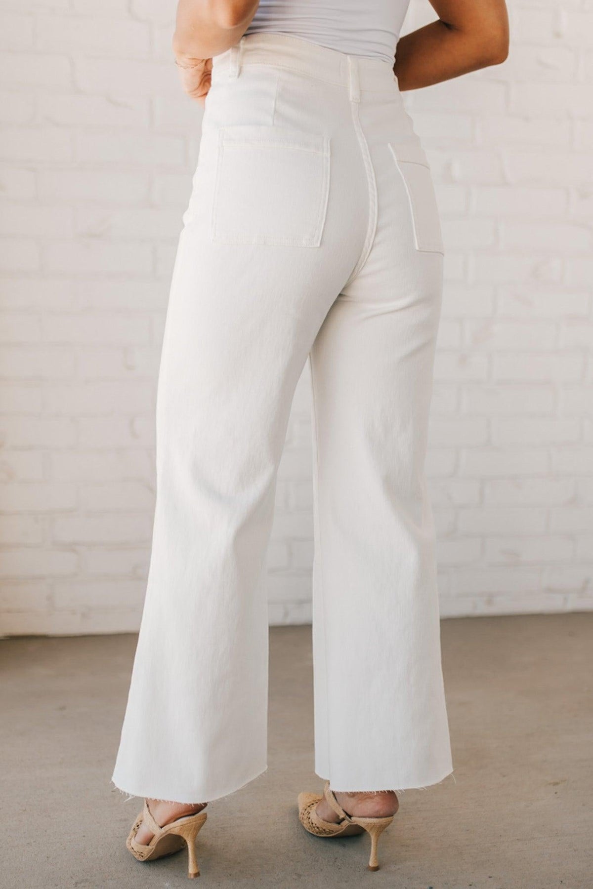 Greta High Rise Wide Leg Pants | White - ANNIEWEAR