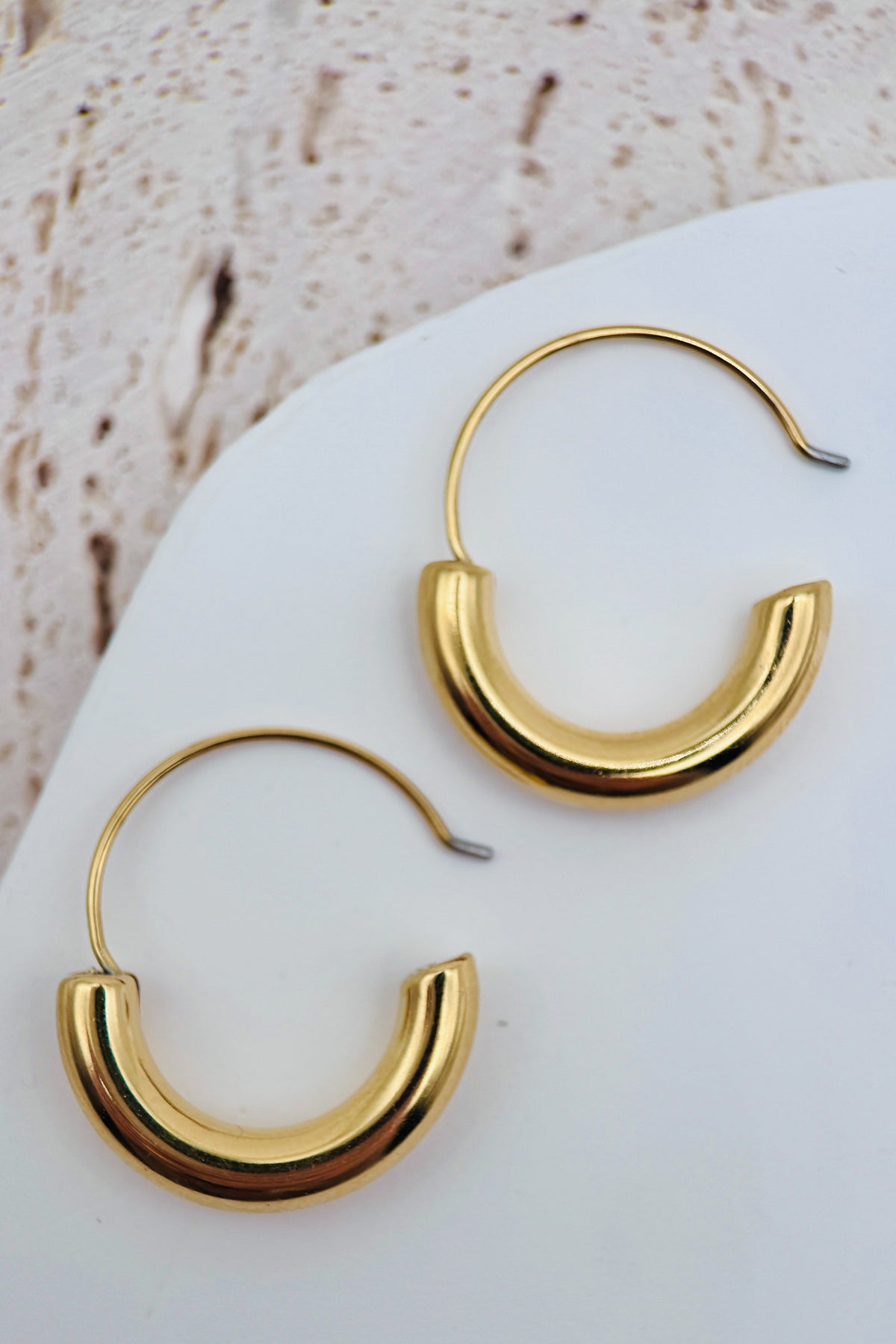 Half Circle Huggie Hoops