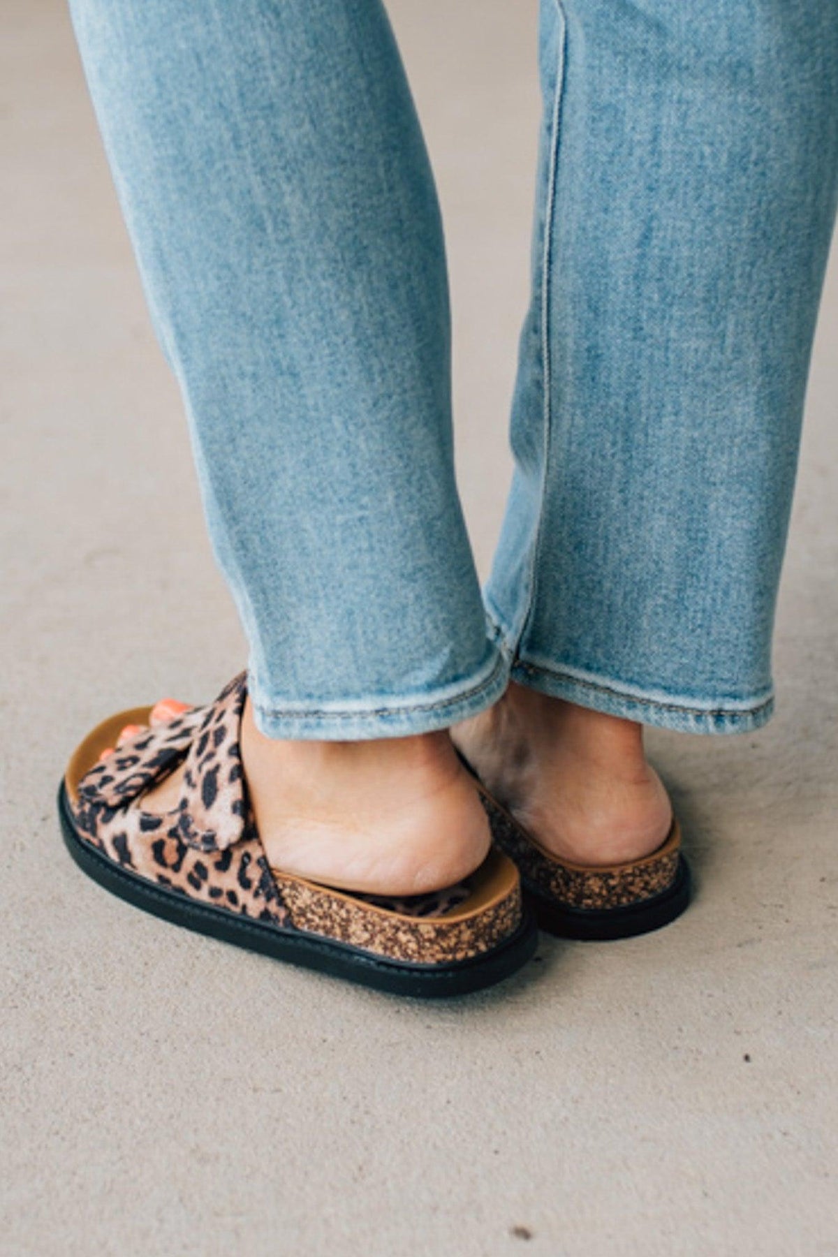 Hana Leopard Double Strap Slides
