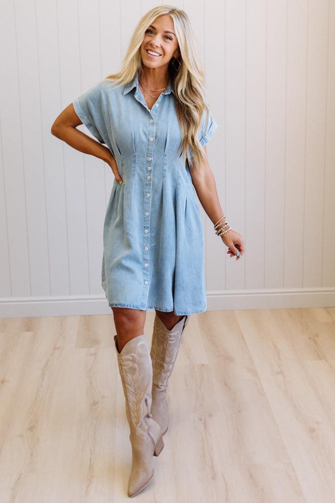 Heather Pleated Waist Mini Dress