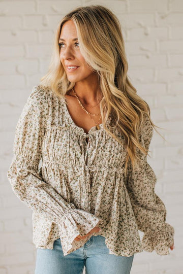 High Low Floral Tie Front Peplum