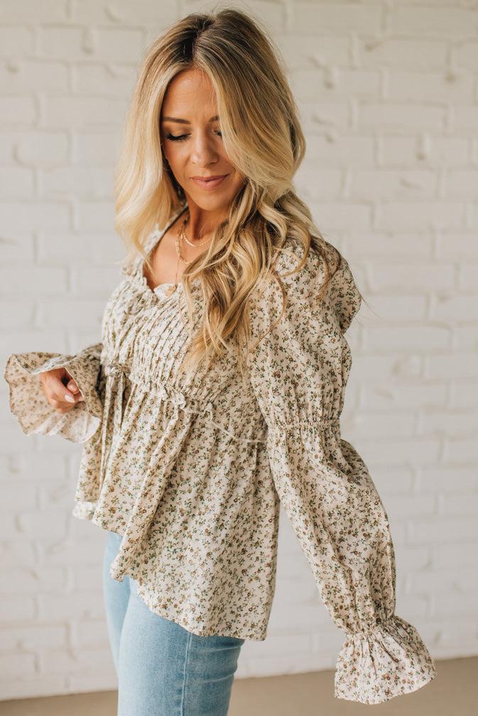 High Low Floral Tie Front Peplum